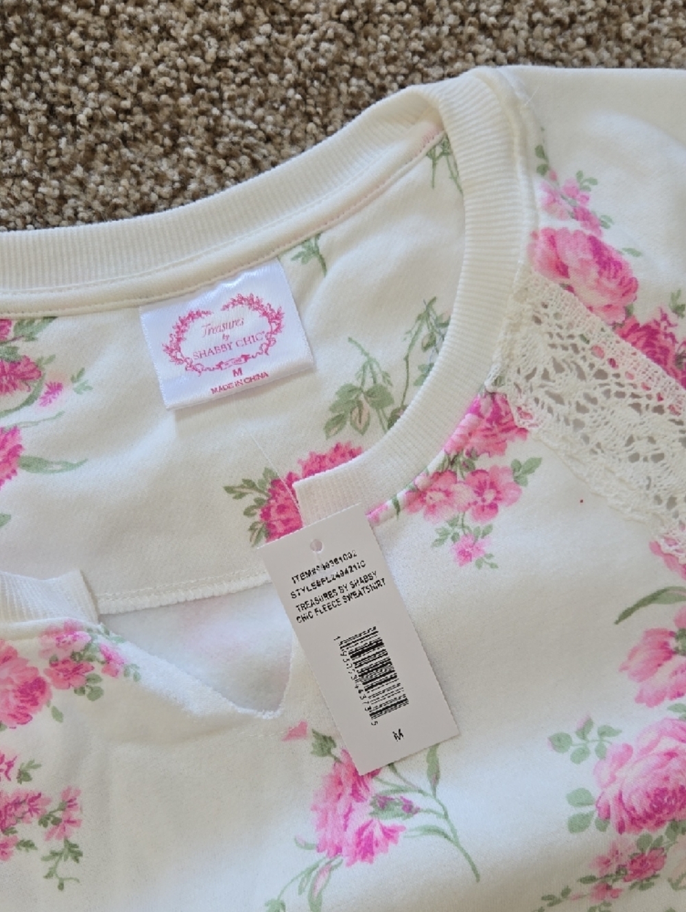 Shabby Chic Floral Skirt Sets in Blue and Cream with Pink Roses - Picture 4 of 5